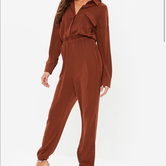 Missguided Other - Misguided utility jumpsuit chocolate